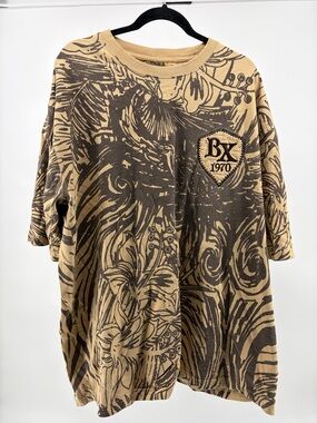 Brooklyn Express Mens Graphic Short Sleeve T Shirt Y2K Hip Hop Grunge Tan/Brown